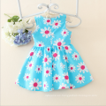 Breve diseños de vestidos de niños vestidos florales BlueColor Casual diseños de moda de algodón Niños de verano niñas se visten con dos arcos